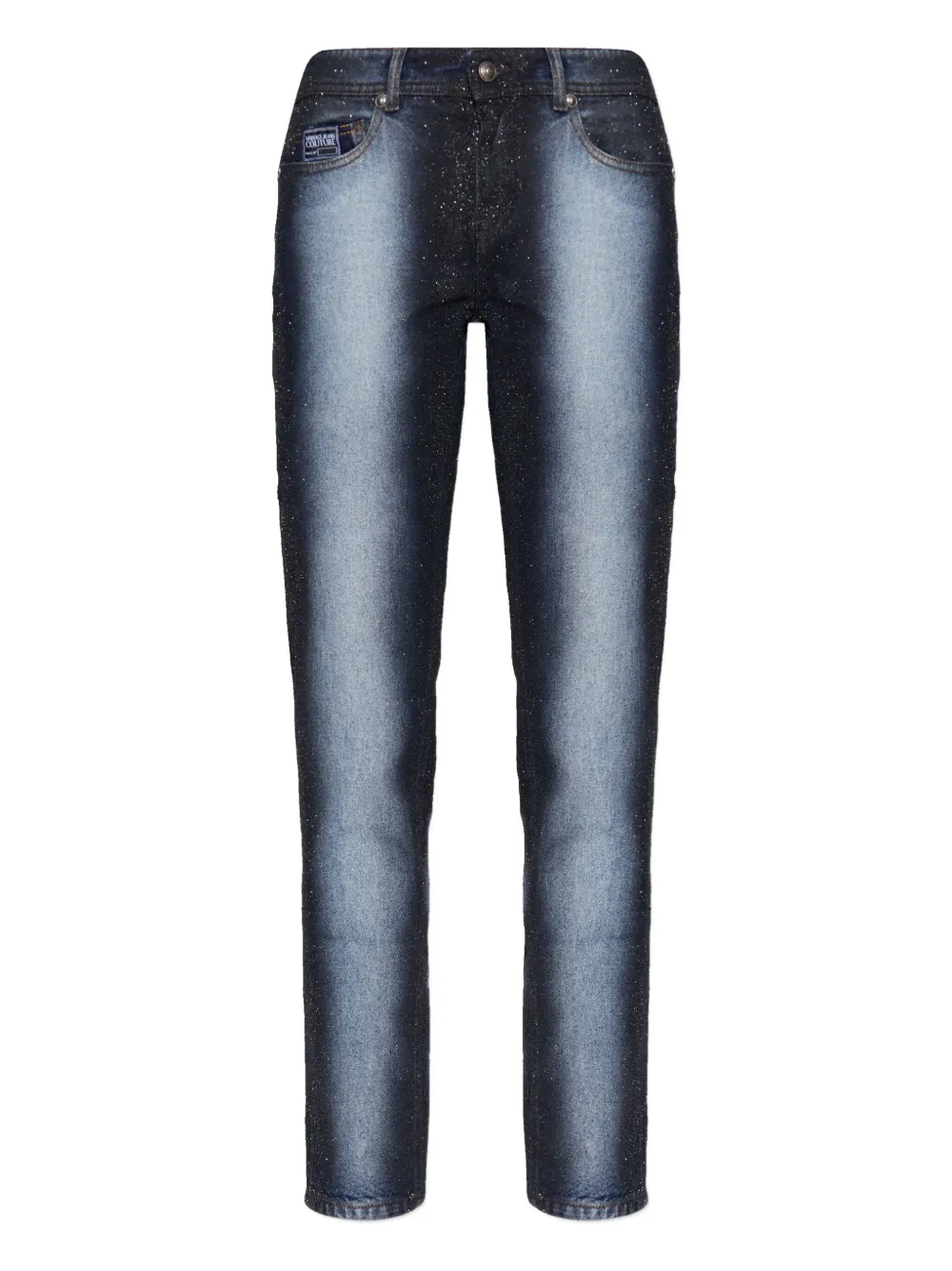 Versace Jeans Couture Sparkled Denim Straight-leg Jeans In Blue