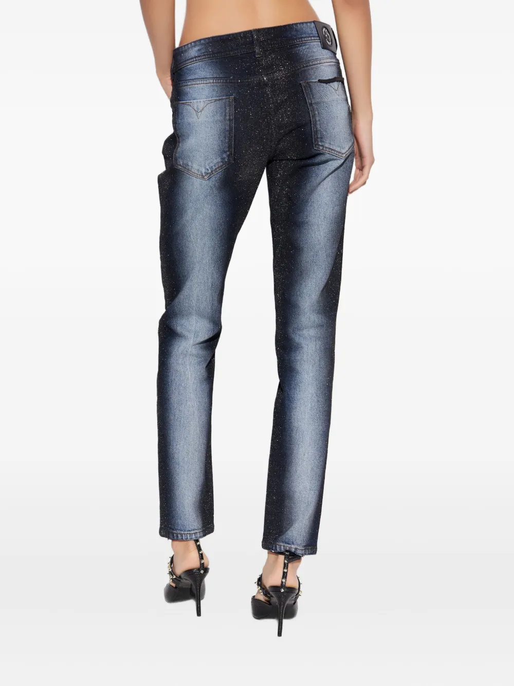 Versace Jeans Couture Denim straight jeans met glitters Blauw