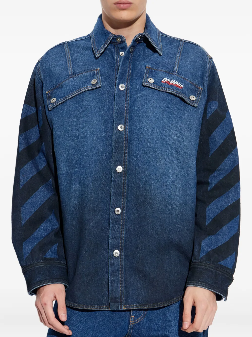 Off-White Overhemd met chevron zak Blauw