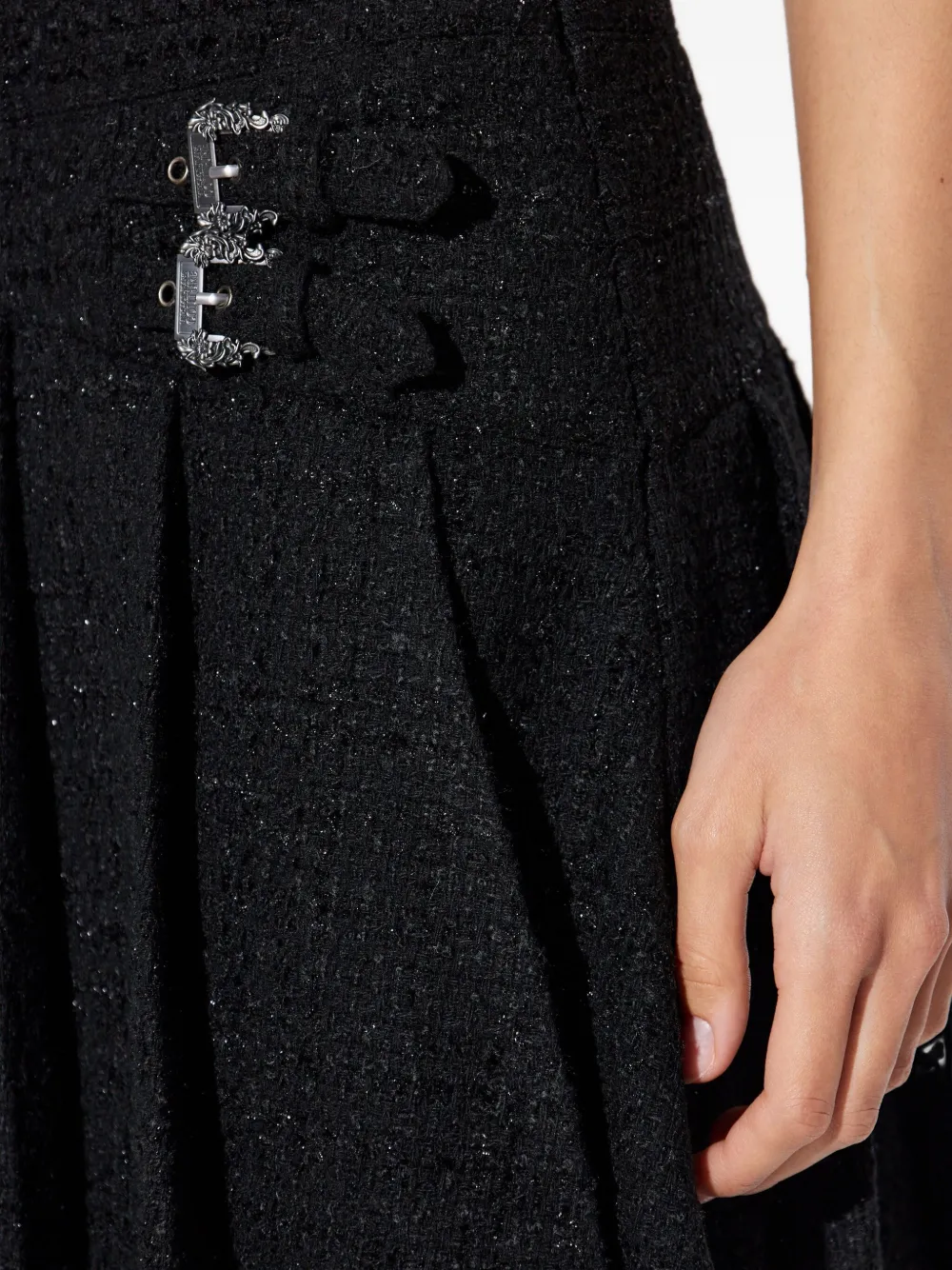 Versace Jeans Couture Mini-plooirok met gesp en uitgesneden details Zwart