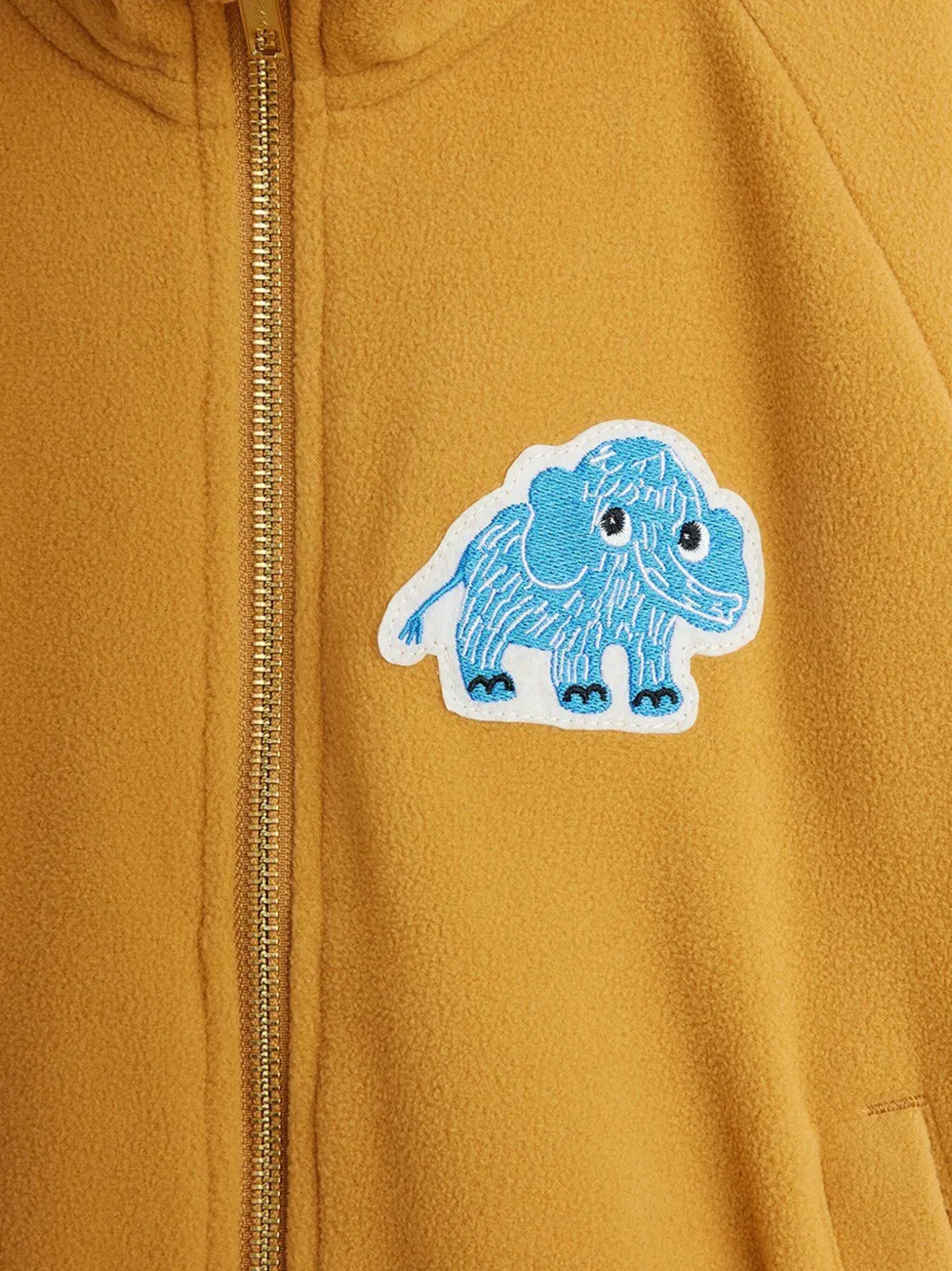 Mini Rodini Sweater met mammoet-applicatie en rits Beige