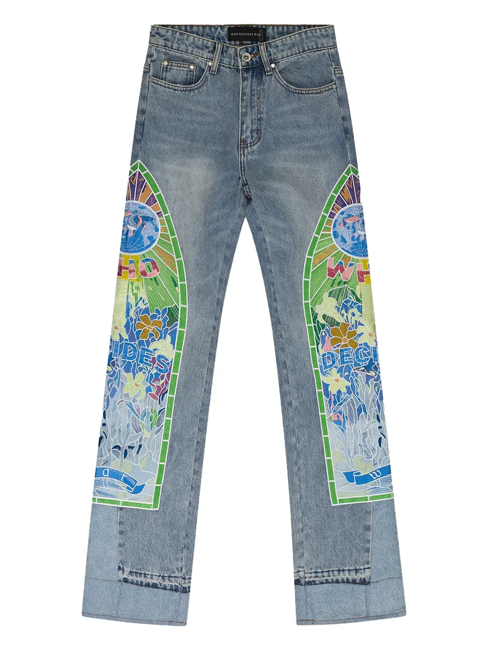 Who Decides War Graphic Print Jeans In Blue
