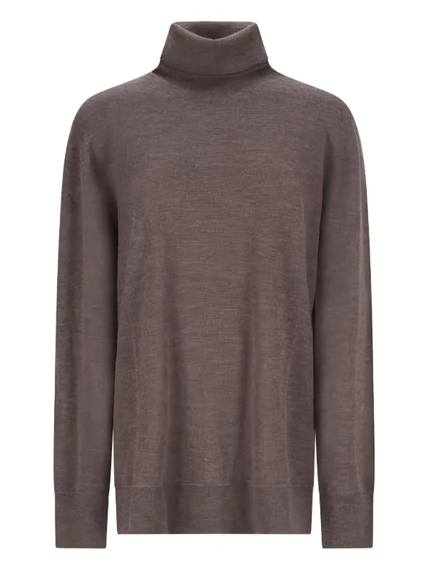 The Row Turtleneck Long-sleeve Top in Brown