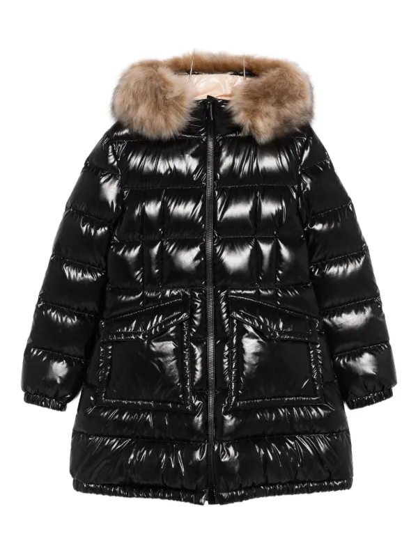早い者勝ち！Moncler Enfant TEDDY BAIN GROW Moncler Enfant Aruna ファートリム コート | ブラック | FARFETCH JP