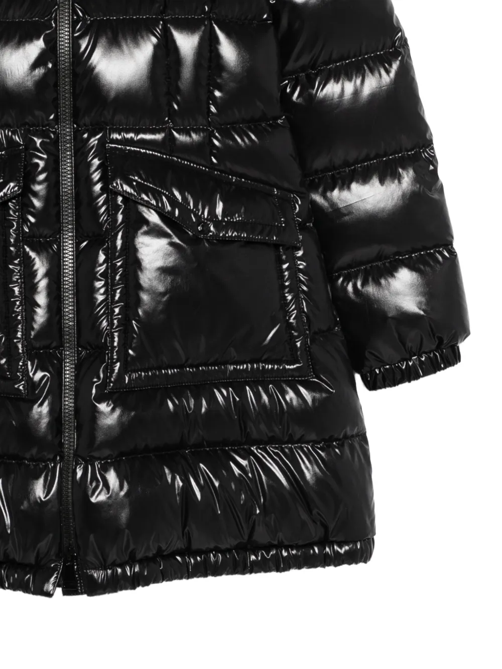 Moncler Enfant Aruna jack met afwerking van bont Zwart
