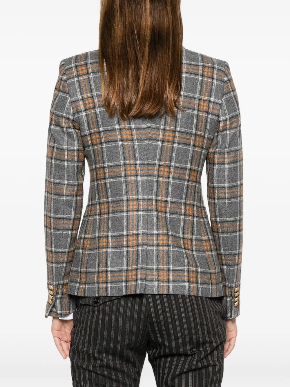 Tagliatore Geruit jack met knopen Grijs