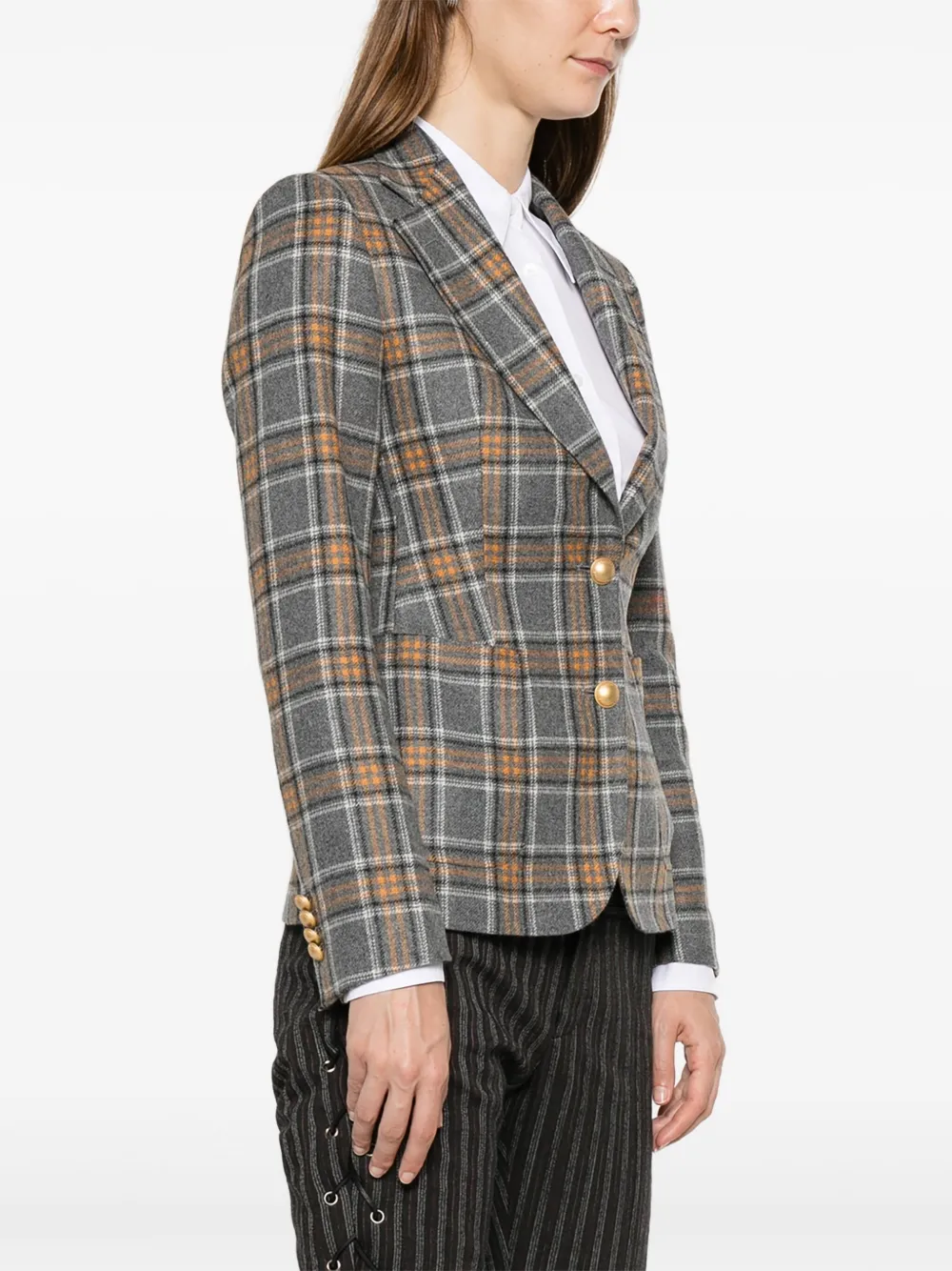 Tagliatore Geruit jack met knopen Grijs