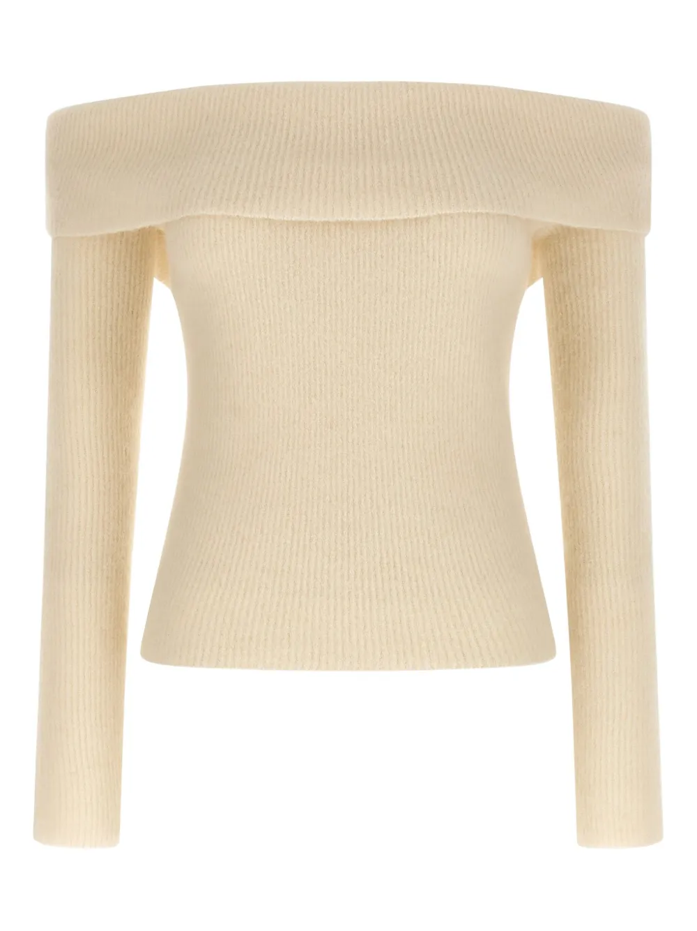 Rick Owens Long Sleeve Off Shoulder Knit Sweater In Neutral