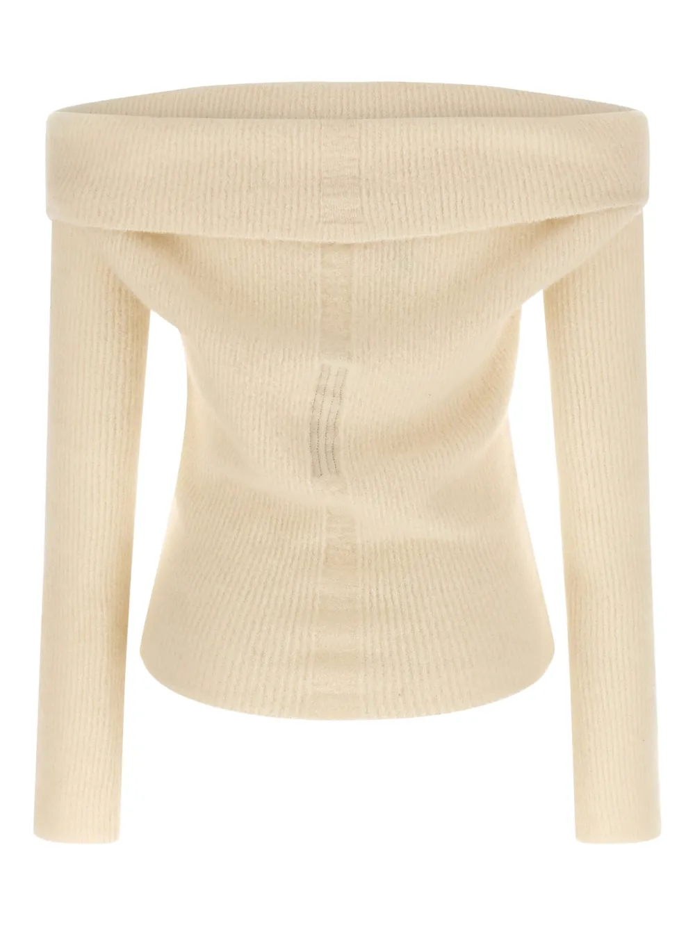 Rick Owens Long Sleeve Off Shoulder Knit Sweater In Neutral