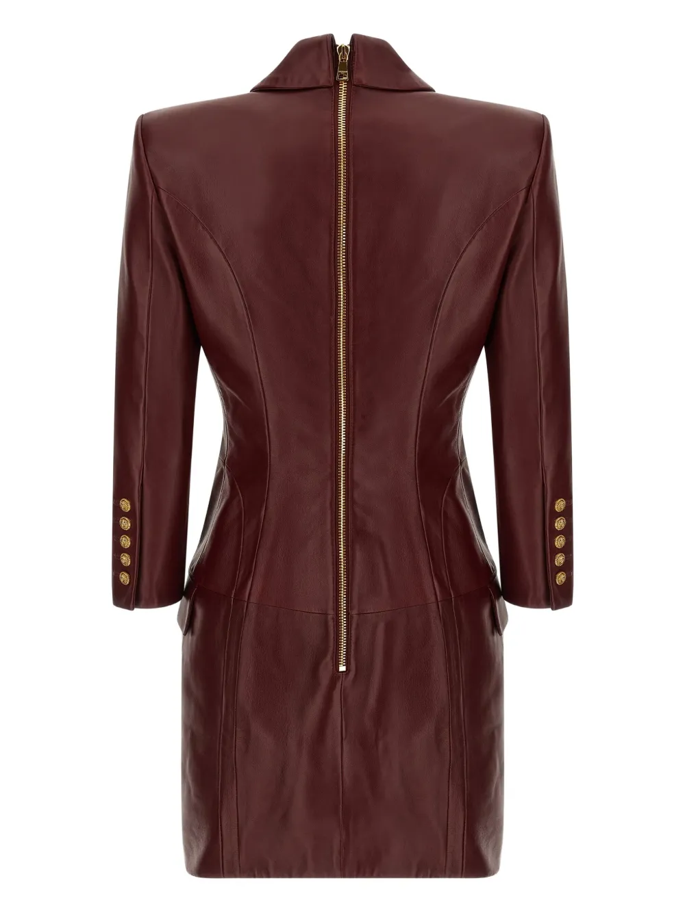 Balmain double-breasted leather mini dress - Rood
