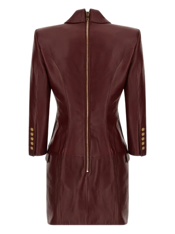 burgundy leather blazer dress Miss Circle Faux Leather Blazer Mini Dress main image 1