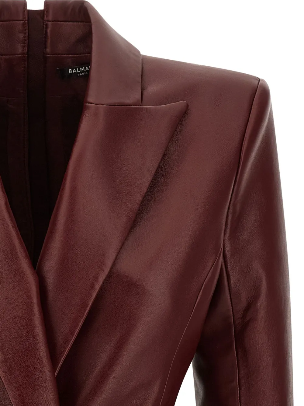 Balmain Leren mini-jurk met dubbele rij knopen Rood