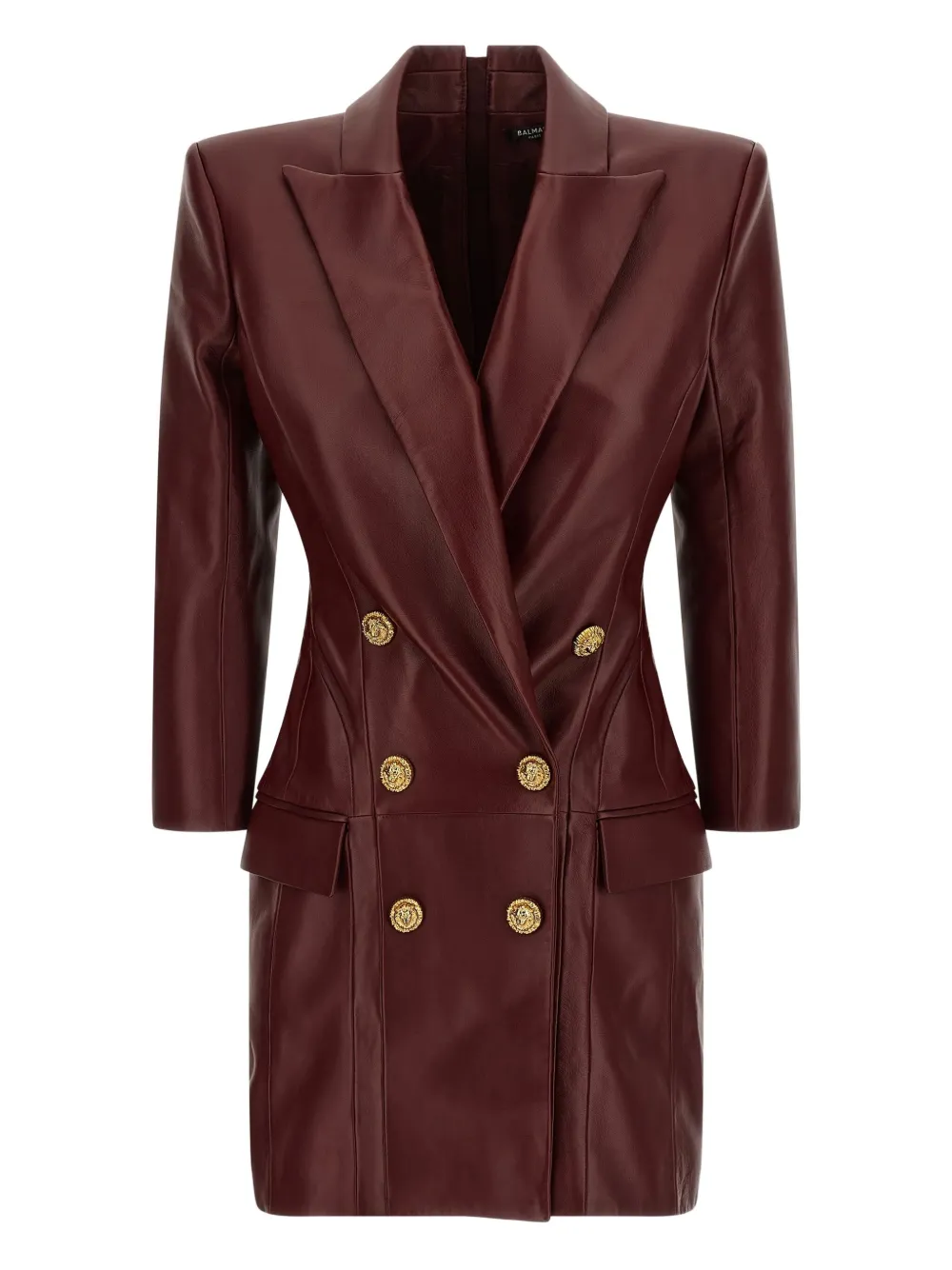 Balmain double-breasted leather mini dress | Red | Image 1