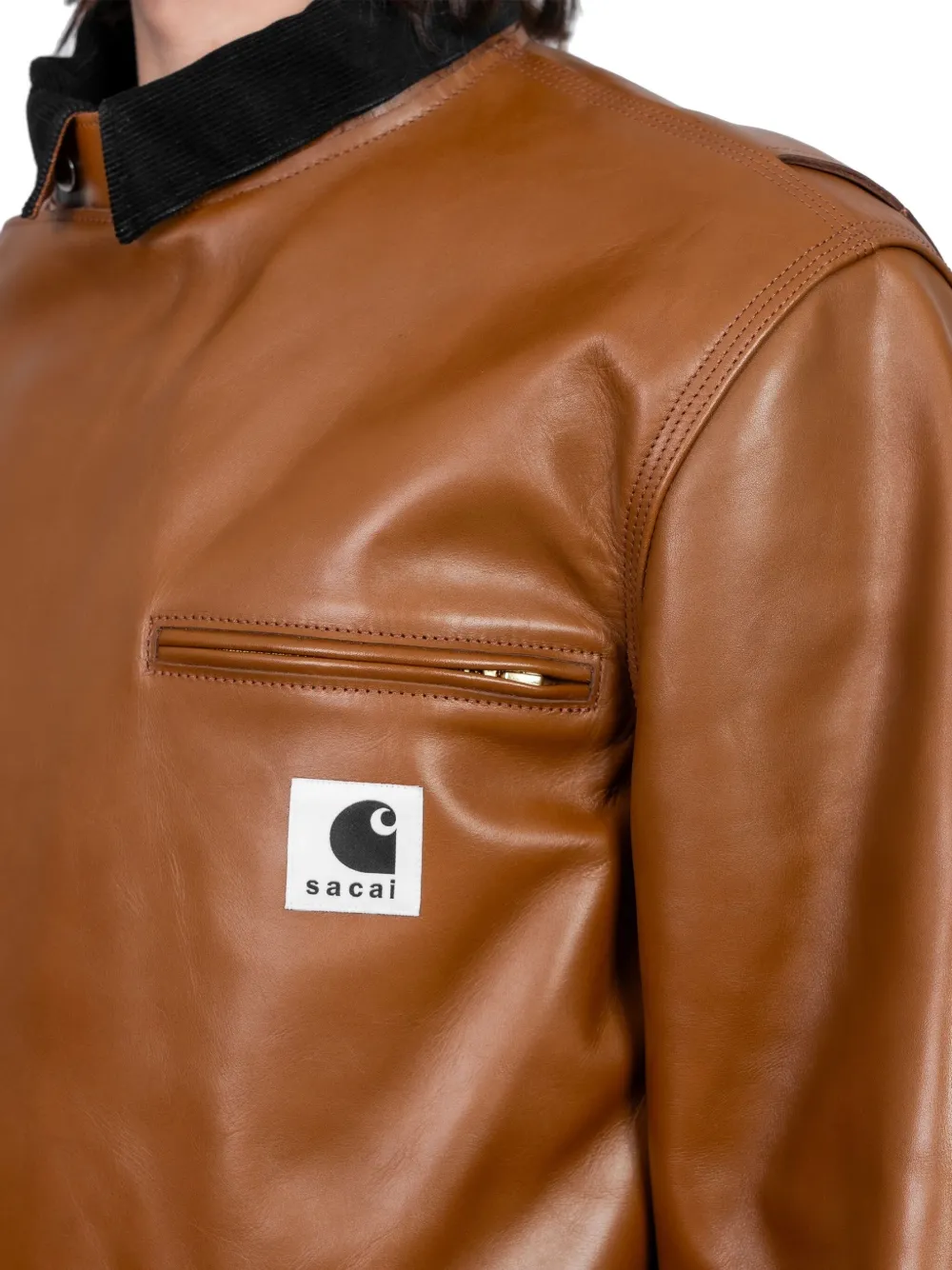 Sacai x Carhartt WIP Leather Jacket | Brown | FARFETCH