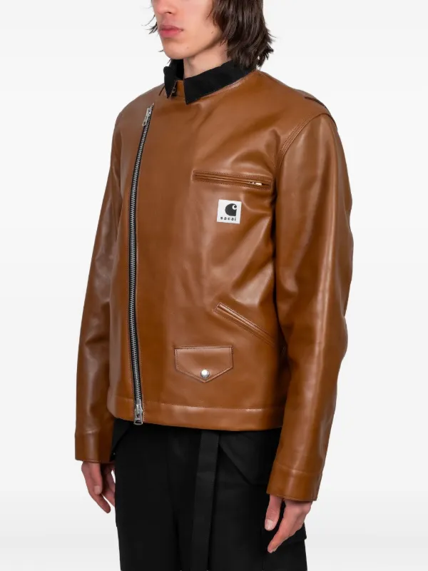 Sacai x Carhartt WIP Leather Jacket | Brown | FARFETCH