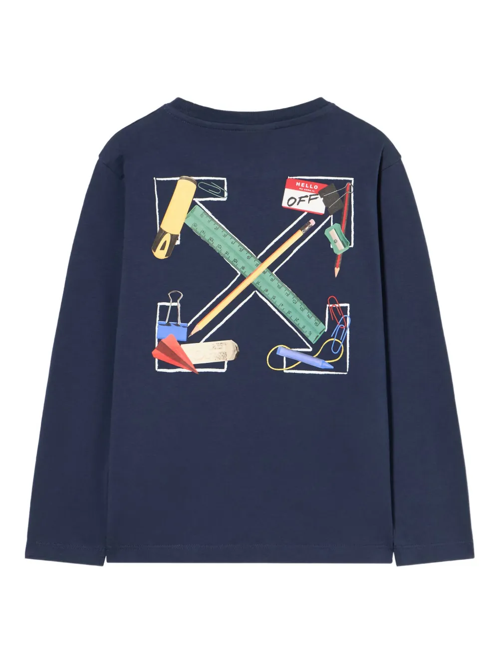 Off-White Kids Arrow Ruler T-shirt met lange mouwen Blauw