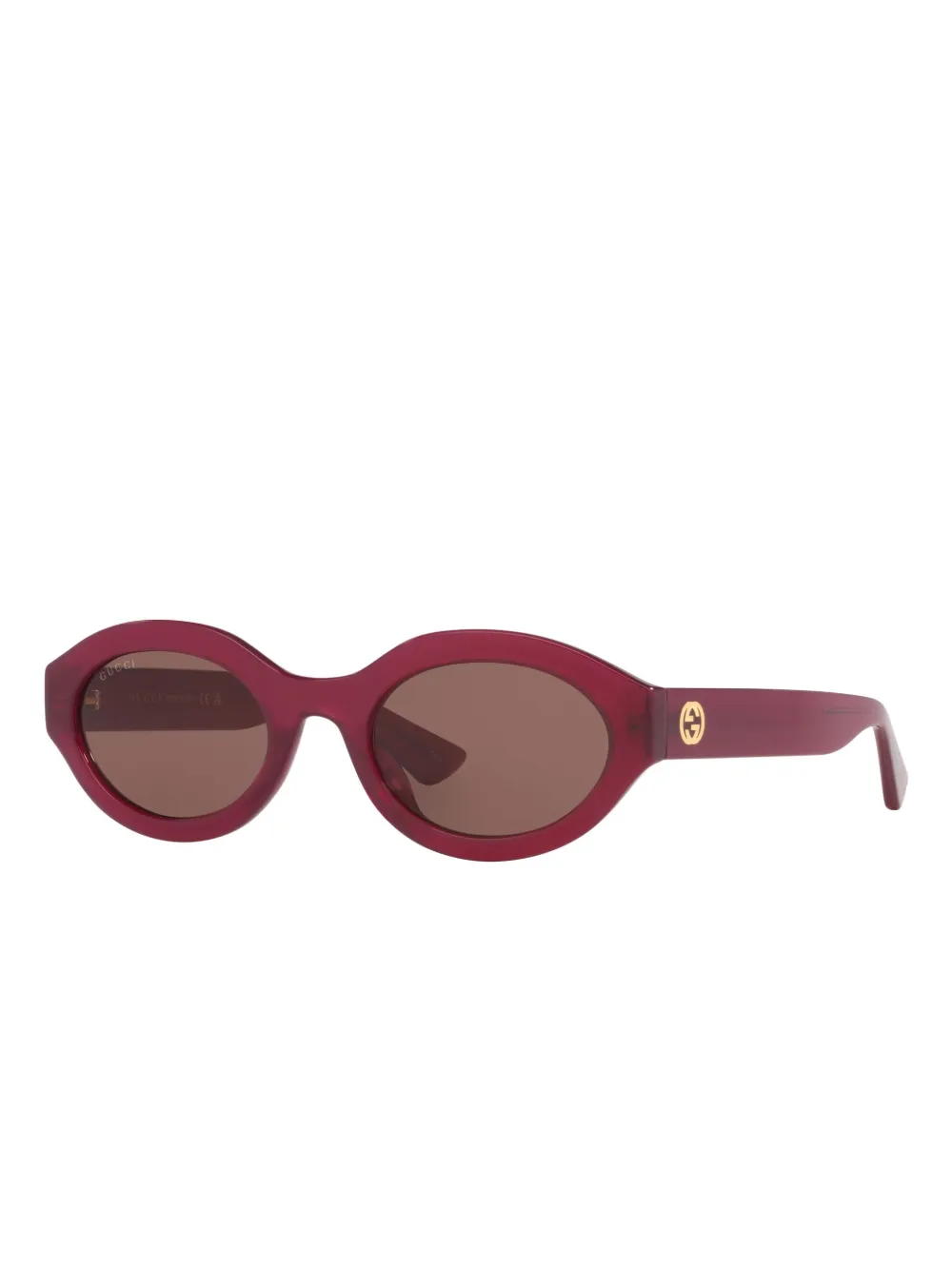 Gucci Womens Pink Gg1579s Oval-frame Injected Sunglasses In Red