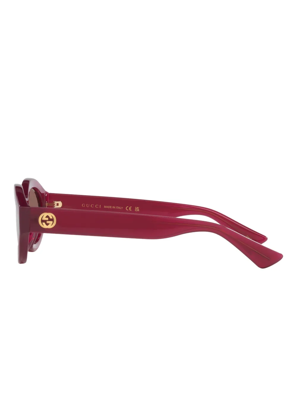 Gucci Womens Pink Gg1579s Oval-frame Injected Sunglasses In Red