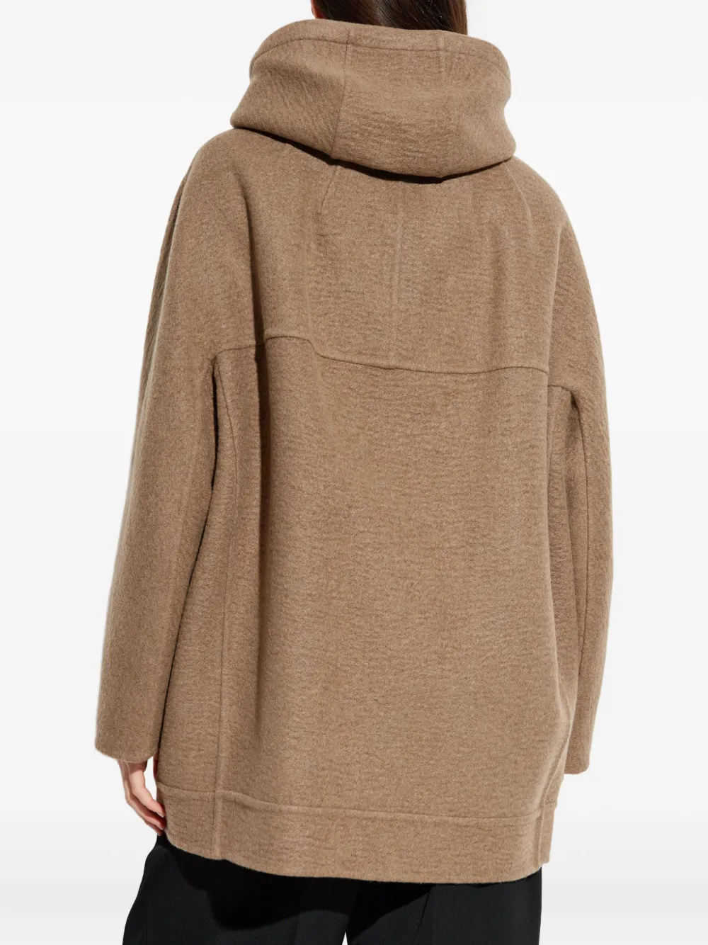 Max Mara Hooded Coat With Drawstring And Pockets In Brown