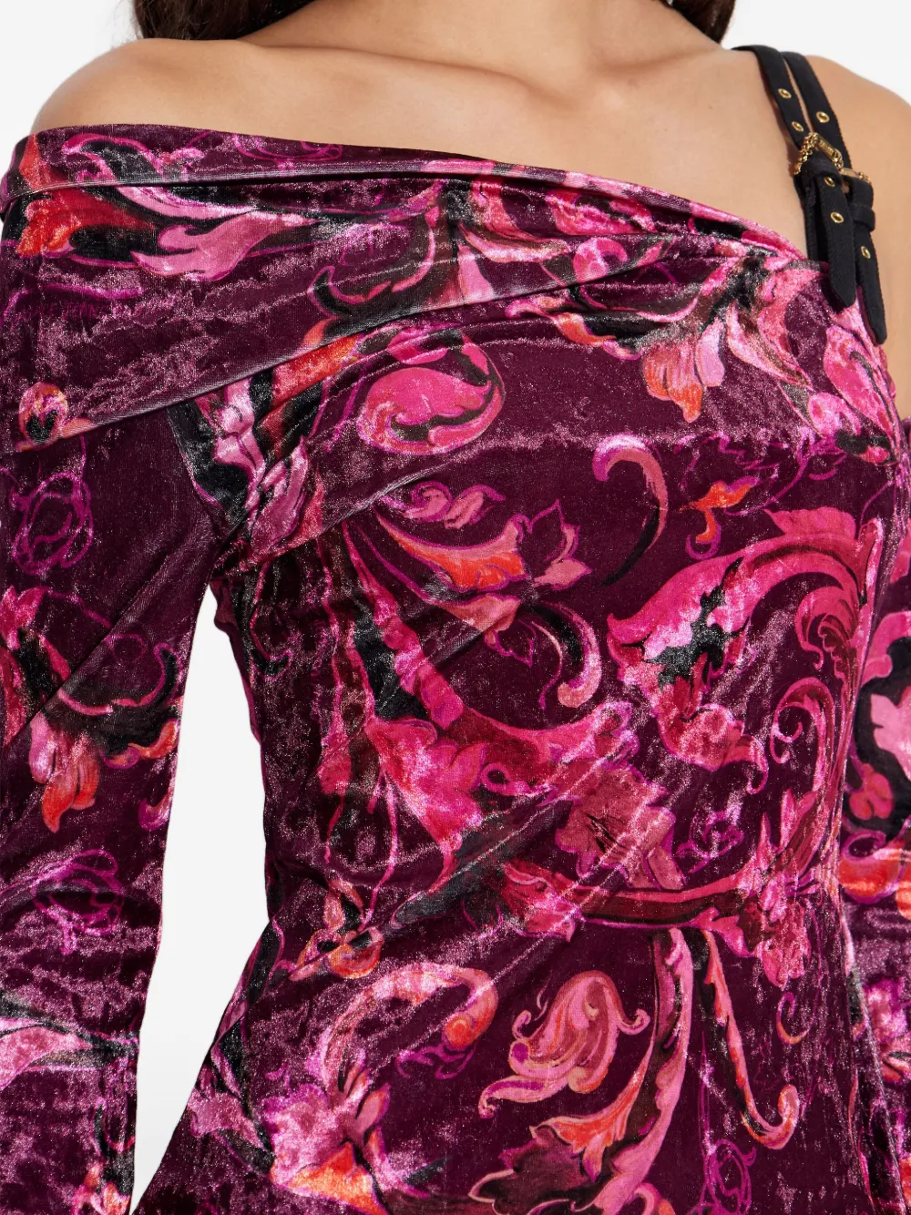 Versace Jeans Couture Off-shoulder midi-jurk met bloemen Roze