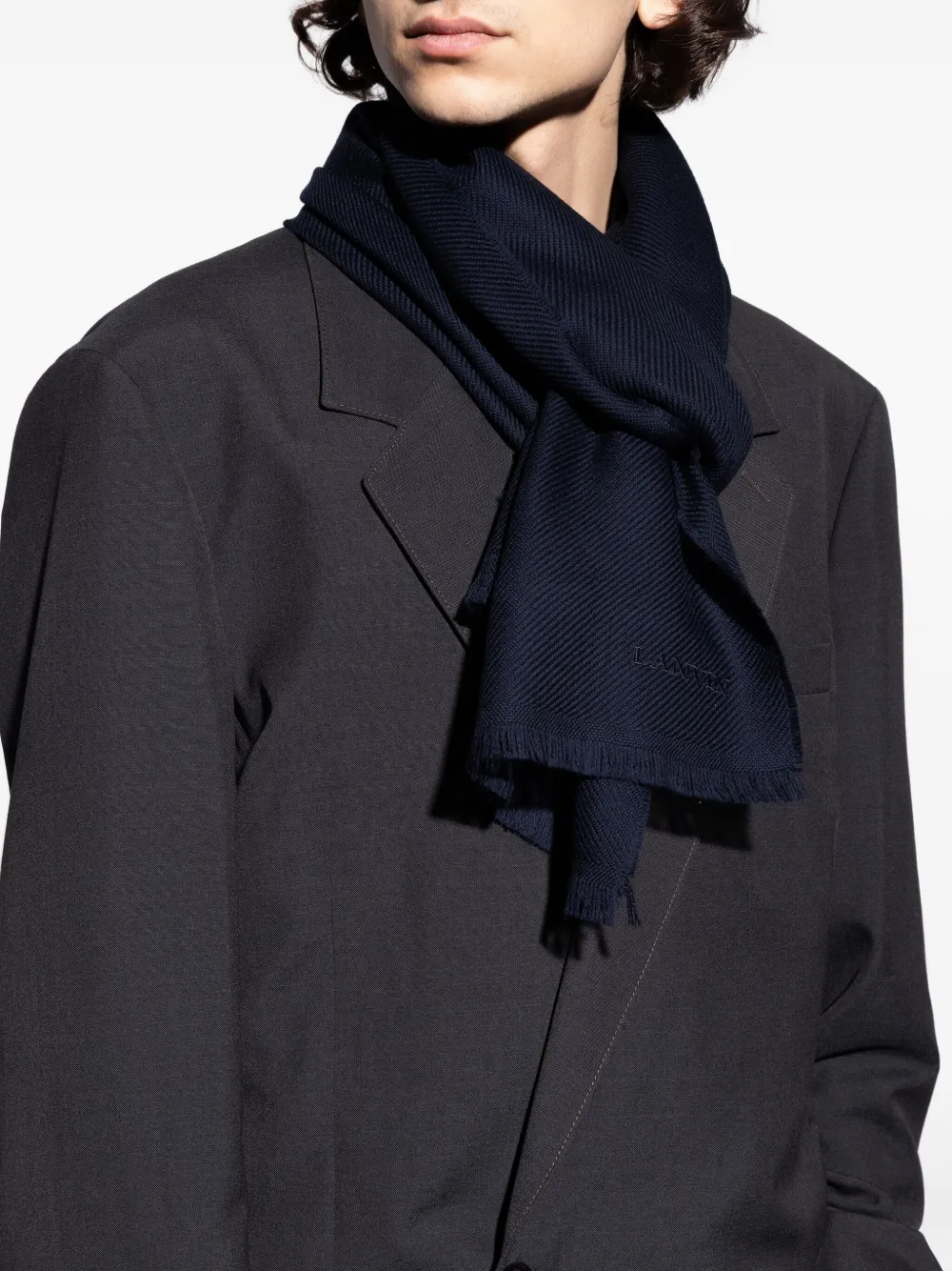 Lanvin Sjaal met franje - Blauw