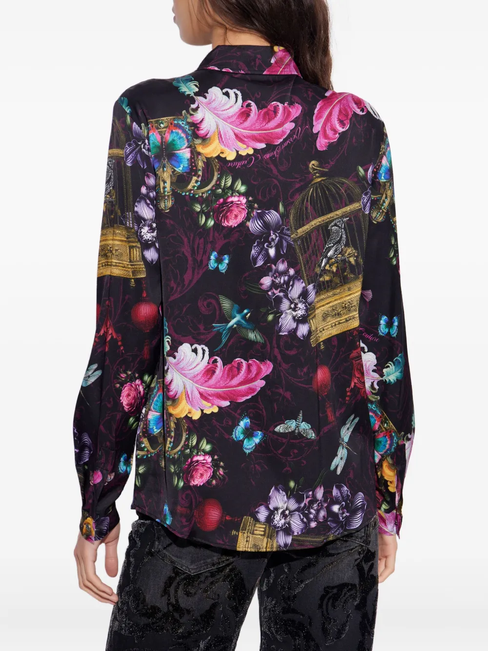 Versace Jeans Couture Blouse met verenprint Zwart