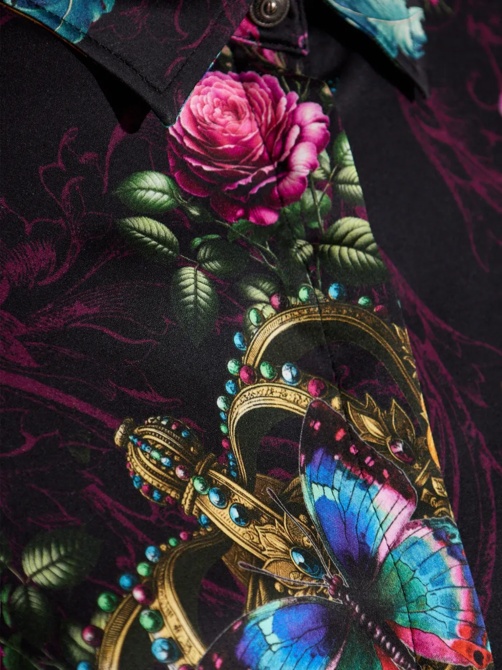 Versace Jeans Couture Blouse met verenprint Zwart