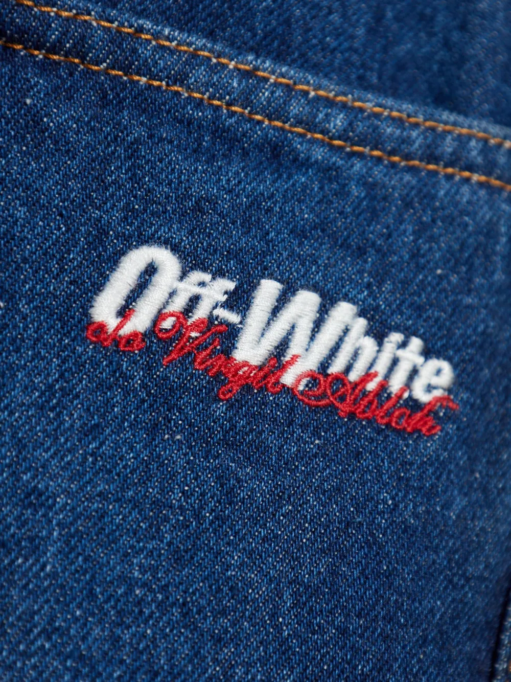 Off-white Logo-embroidered Jeans In Blue
