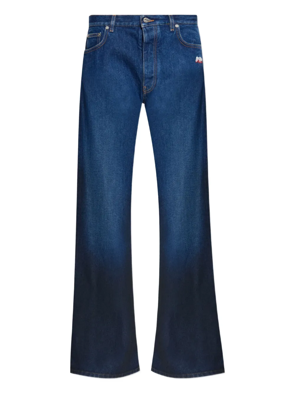 Off-white Logo-embroidered Jeans In Blue