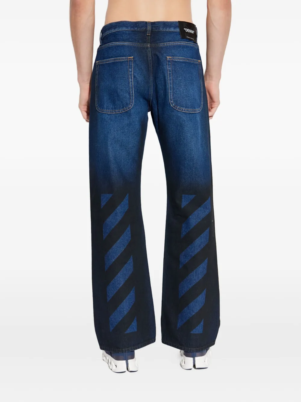 Off-white Logo-embroidered Jeans In Blue