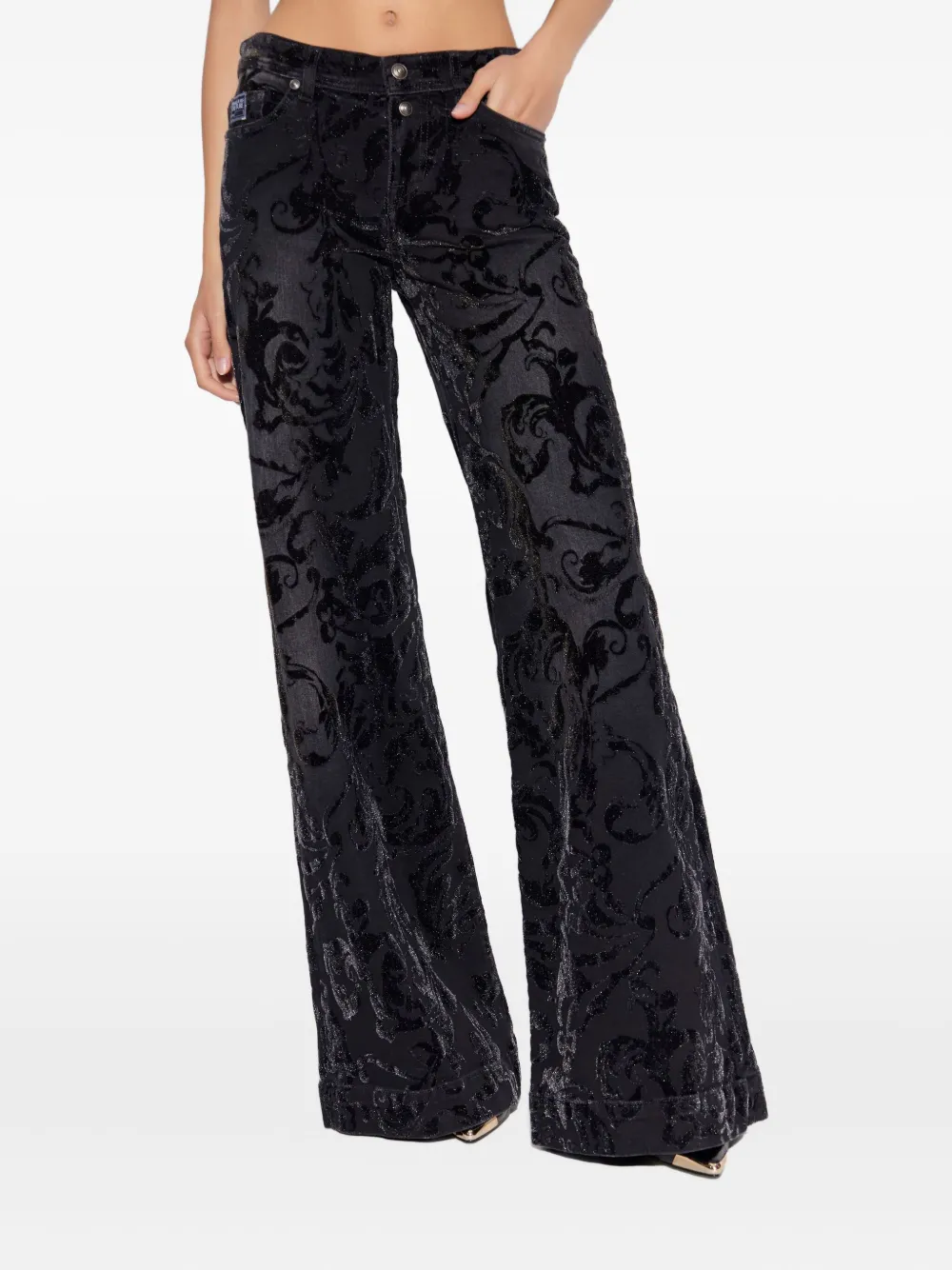 Versace Jeans Couture Flared jeans met bloemenprint Zwart