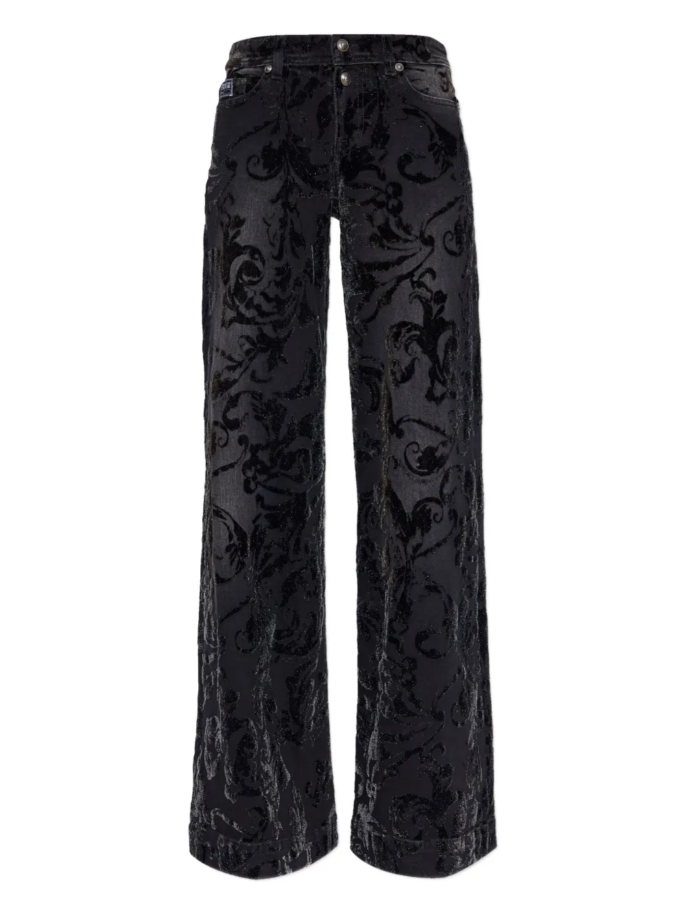 Versace Jeans Couture floral-pattern flared jeans - ブラック Versace Jeans Couture floral-pattern flared jeans - ブラック