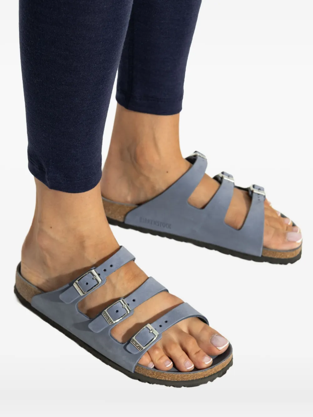 Birkenstock Triple-strap Slide In Blue