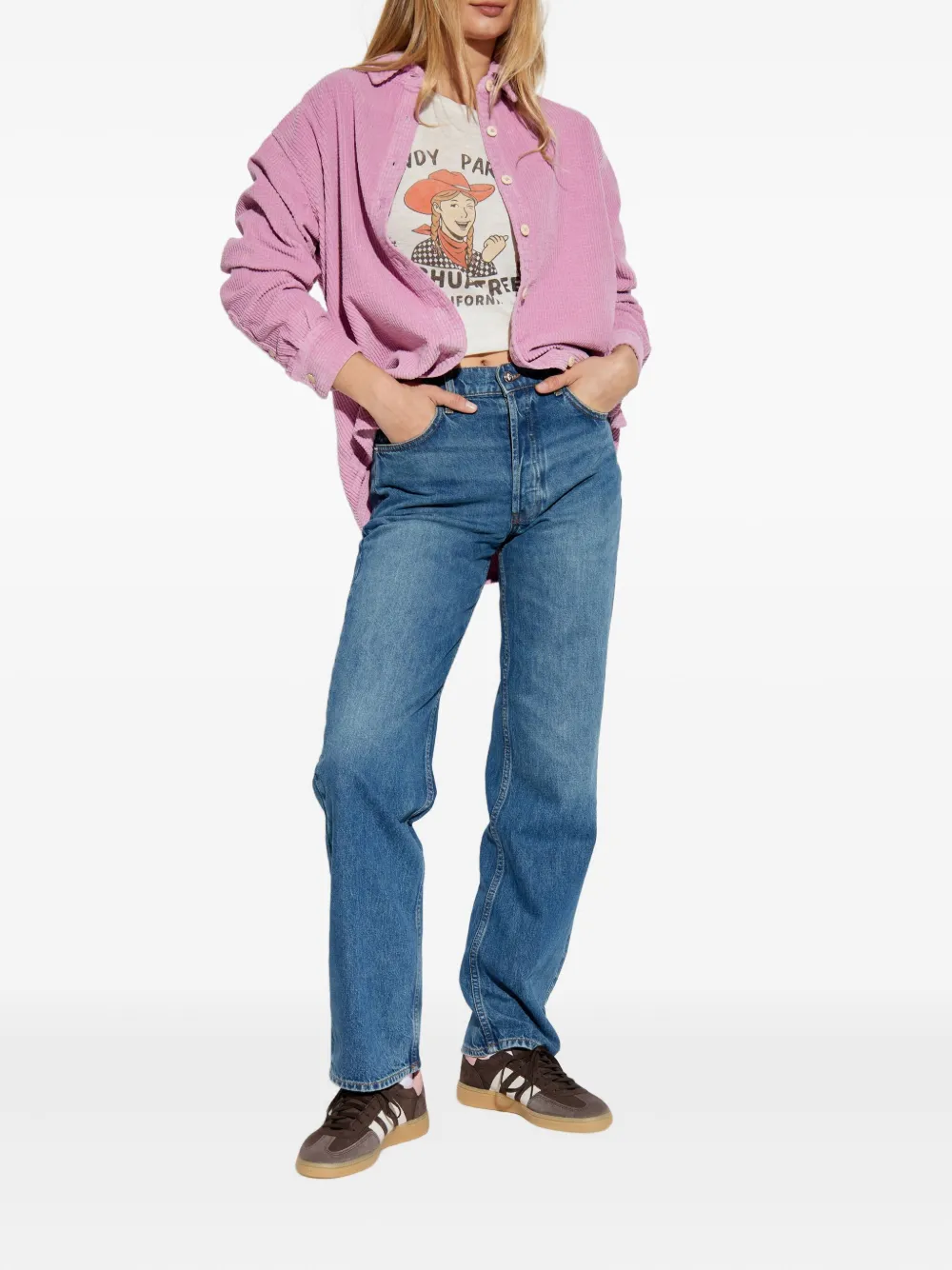 American Vintage Ribfluwelen blouse - Roze