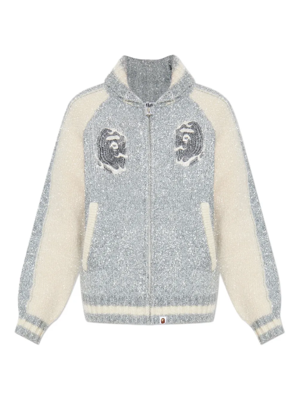 A BATHING APE® appliqué zip jacket | Silver | Image 1