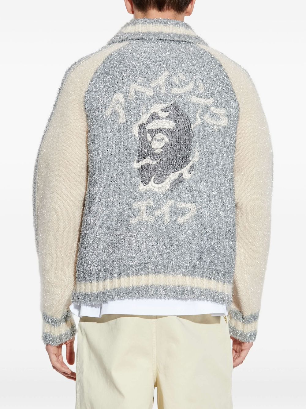 A BATHING APE Jack met rits en applicatie Zilver