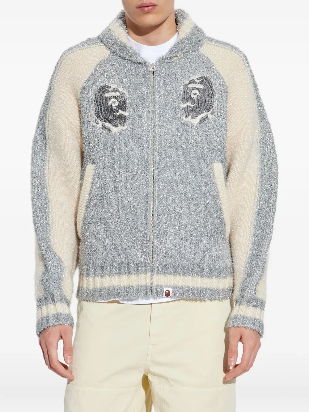 A BATHING APE Jack met rits en applicatie Zilver