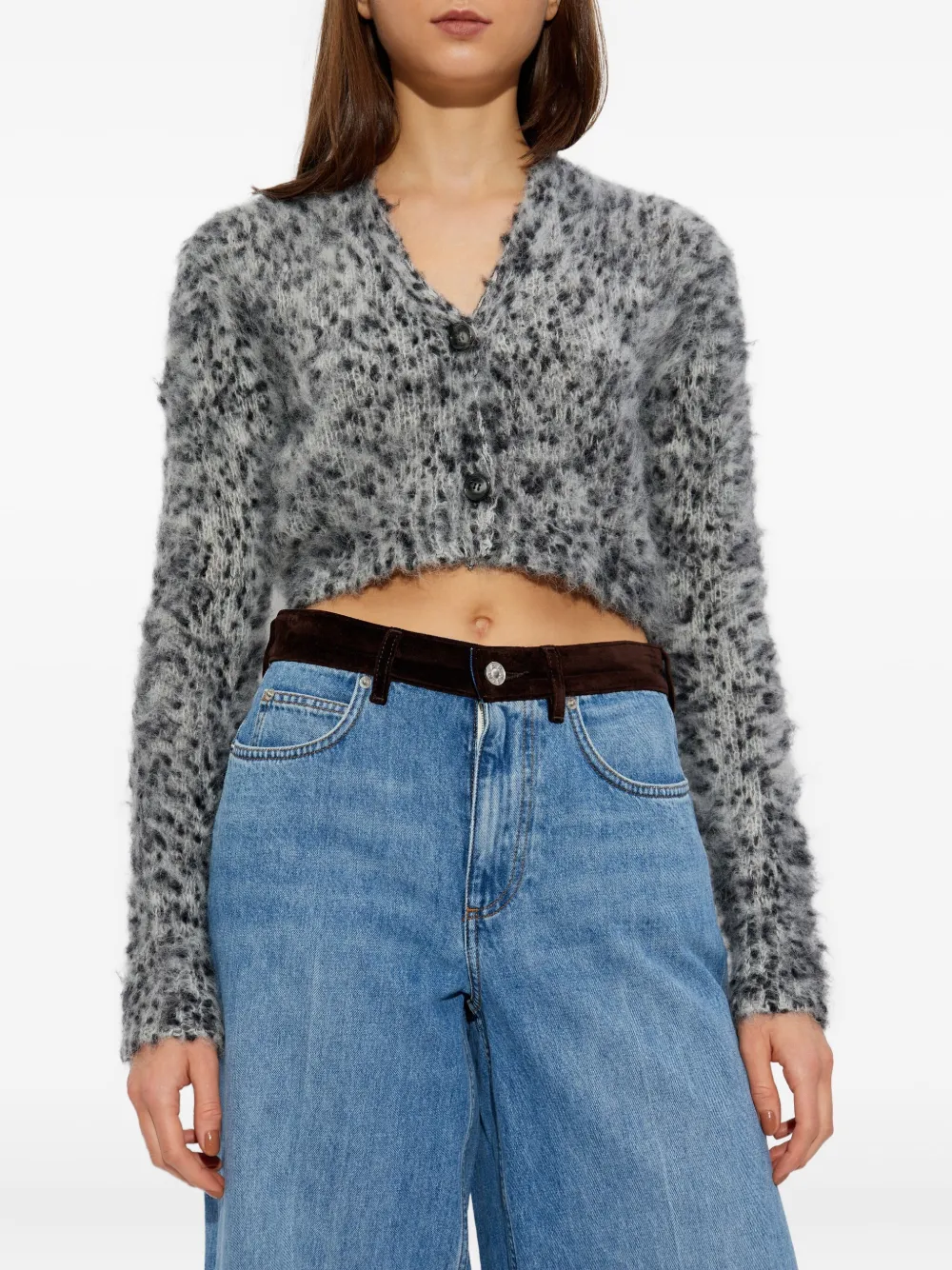 Marni Button-fastening Cardigan In Gray