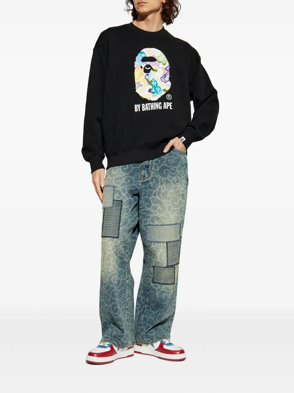 A BATHING APE graphic crew-neck sweatshirt - Zwart