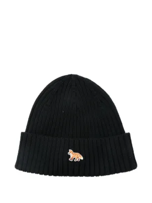 Maison Kitsuné Fox Head リブニット ビーニー | ブラック | FARFETCH JP
