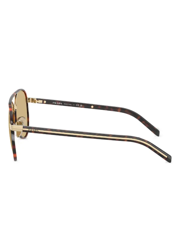 Prada Eyewear pilot-frame Tortoiseshell Sunglasses | Gold | FARFETCH