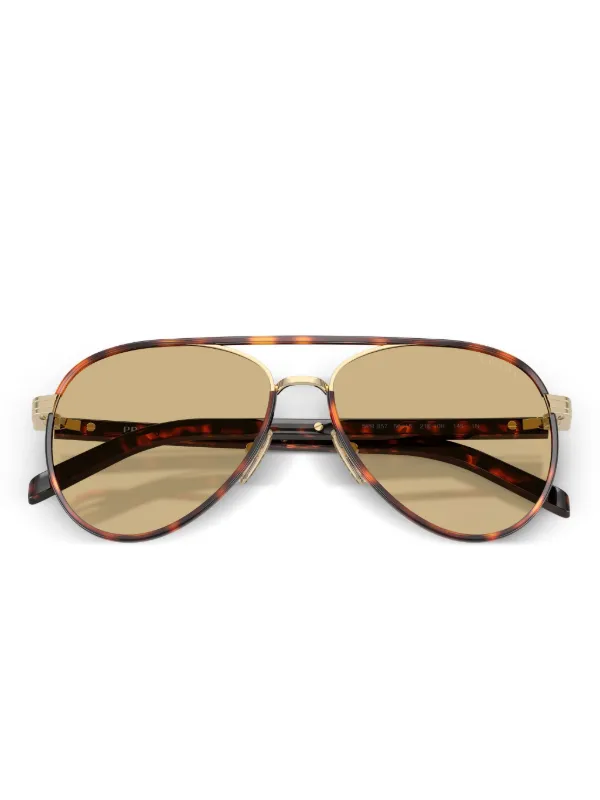 PRADA Tortoiseshell Sunglasses Gold Logo 【公式通販】