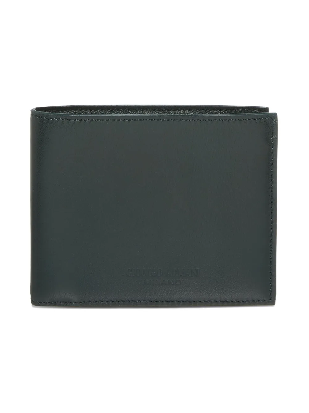 Giorgio Armani Debossed-logo Bi-fold Wallet In Green