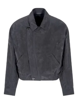Giorgio Armani zip-up Crinkled Bomber Jacket | Blue | FARFETCH JO