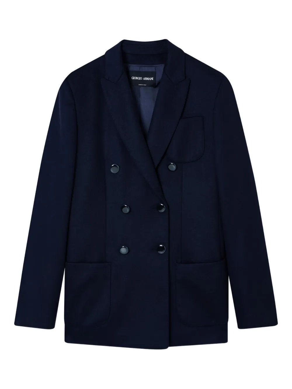 Giorgio Armani Double-breasted Cashmere Blazer In Blue