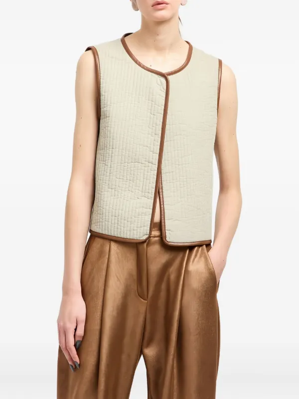 Giorgio Armani Quilted Silk Vest in Neutrals