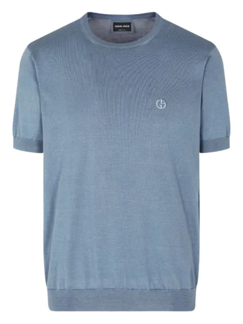 Giorgio Armani logo-embroidered knitted T-shirt