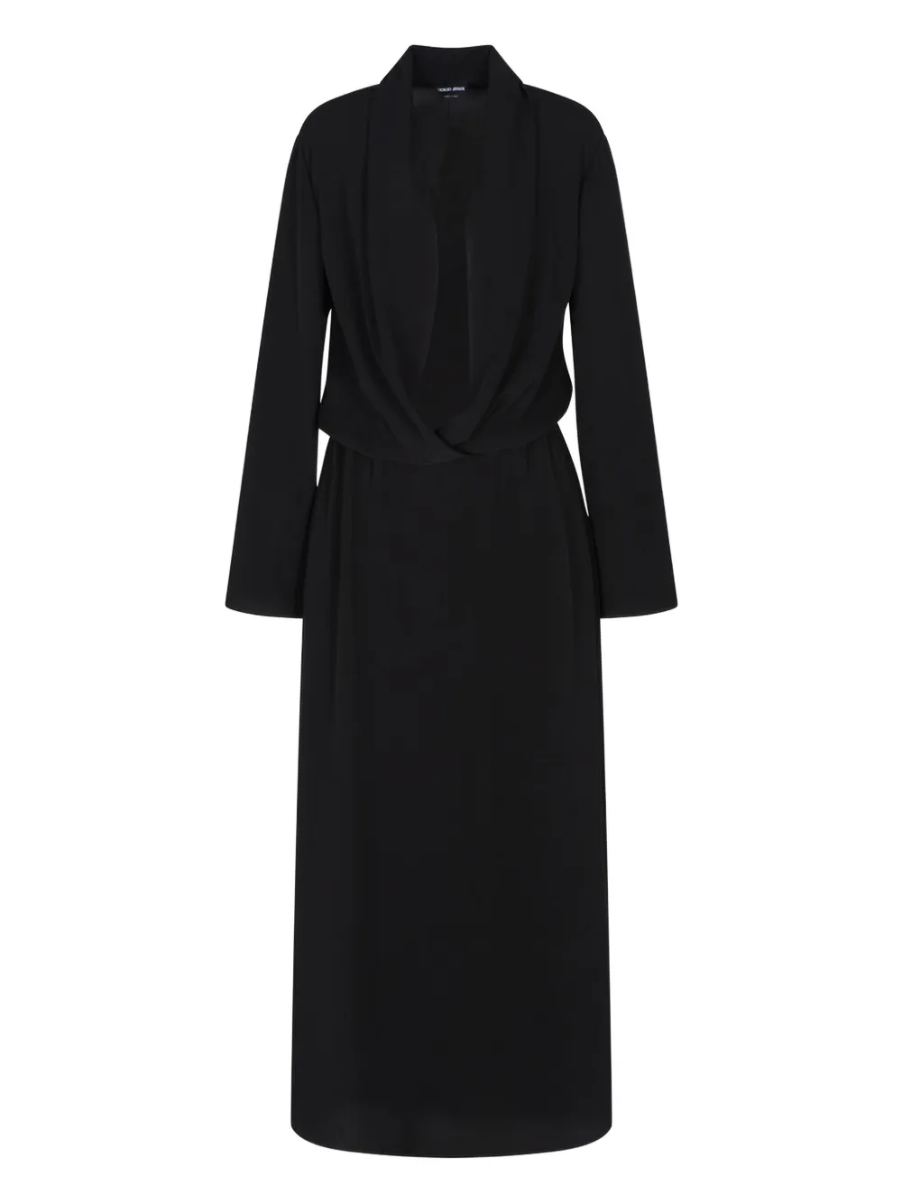 Giorgio Armani Long-sleeve Midi Dress In Black