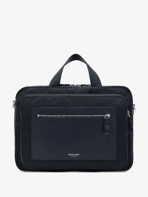 Giorgio Armani logo-stamp panelled briefcase