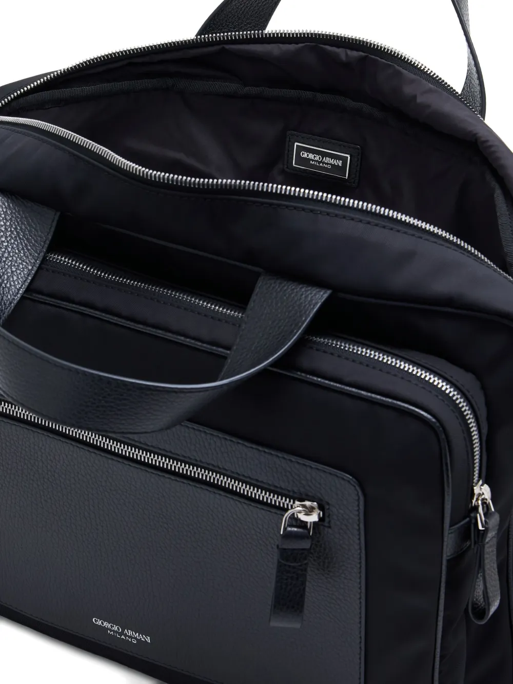 Giorgio Armani Asv Pebbled-leather And Nylon Briefcase In Blue